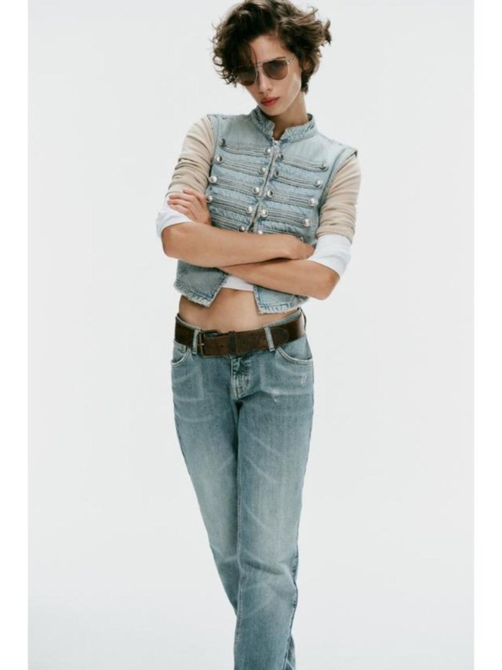 ZARA TRF DENIM BUTTON VEST 8727/260/406